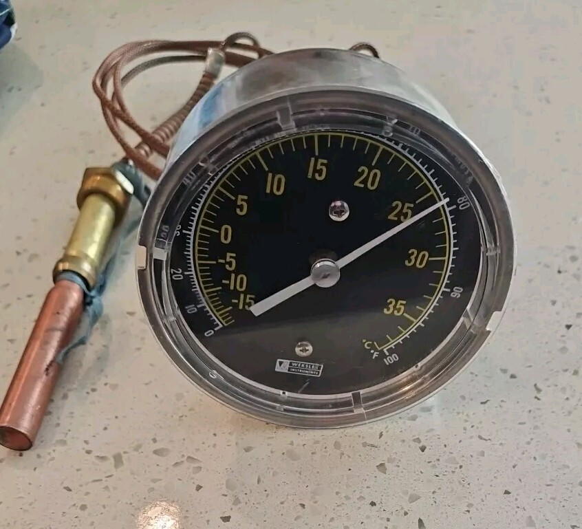 Vintage WEKSLER MV2-27D-35-95PL Thermometer USA made With Thermocouple Worksl