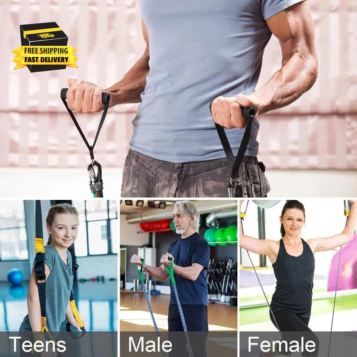 Exercise Handle Workout Handle Heavy Duty Grip Resistance Bands Handles Webbing