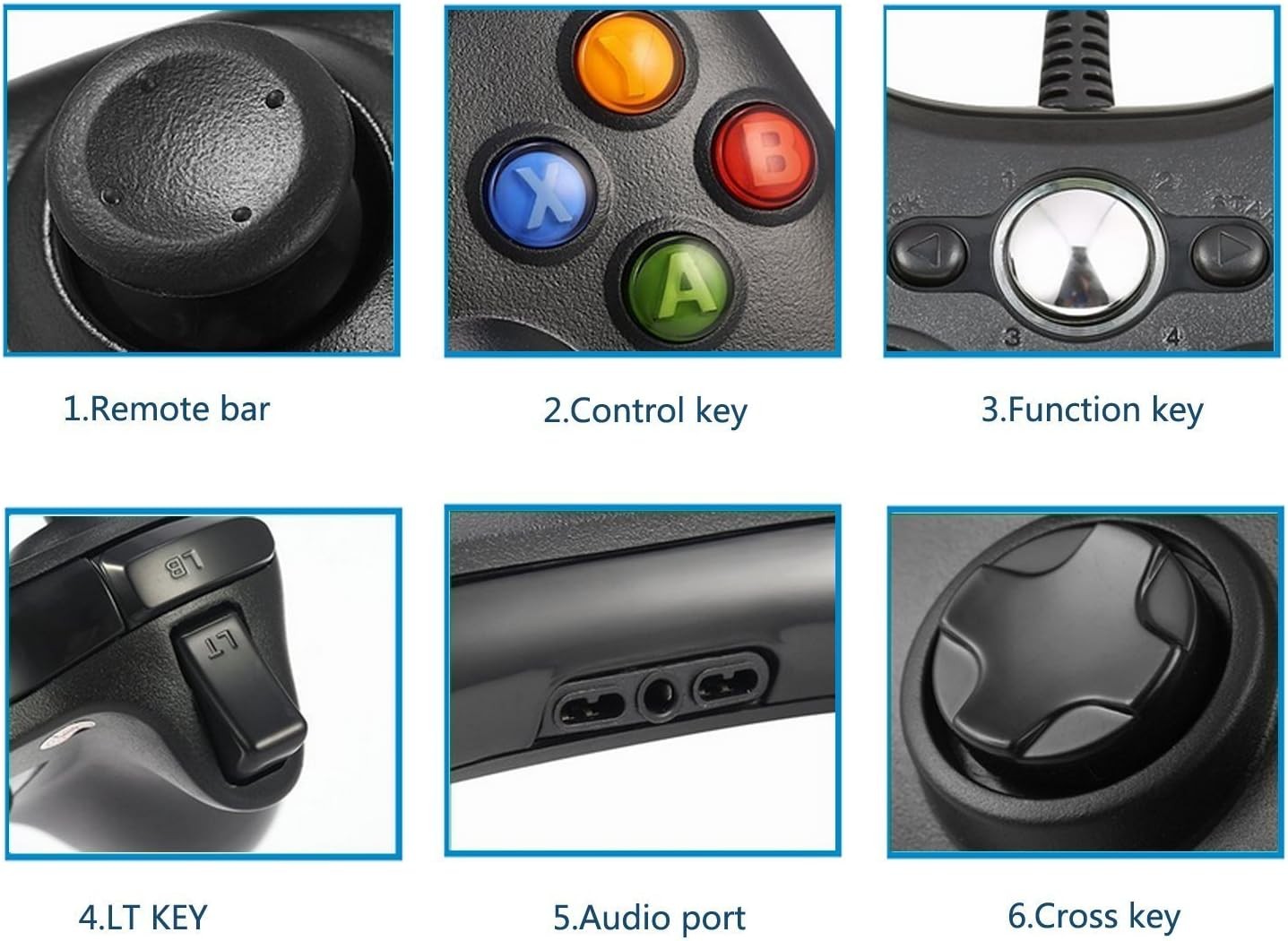 Xbox 360 Wired controller Gamepad Controller for 360(Black) Black