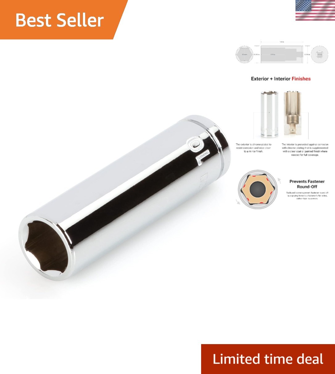 1/4 Inch Drive x 10 mm Deep 6-Point Chrome-Plated Socket – Durable & Precise Fit