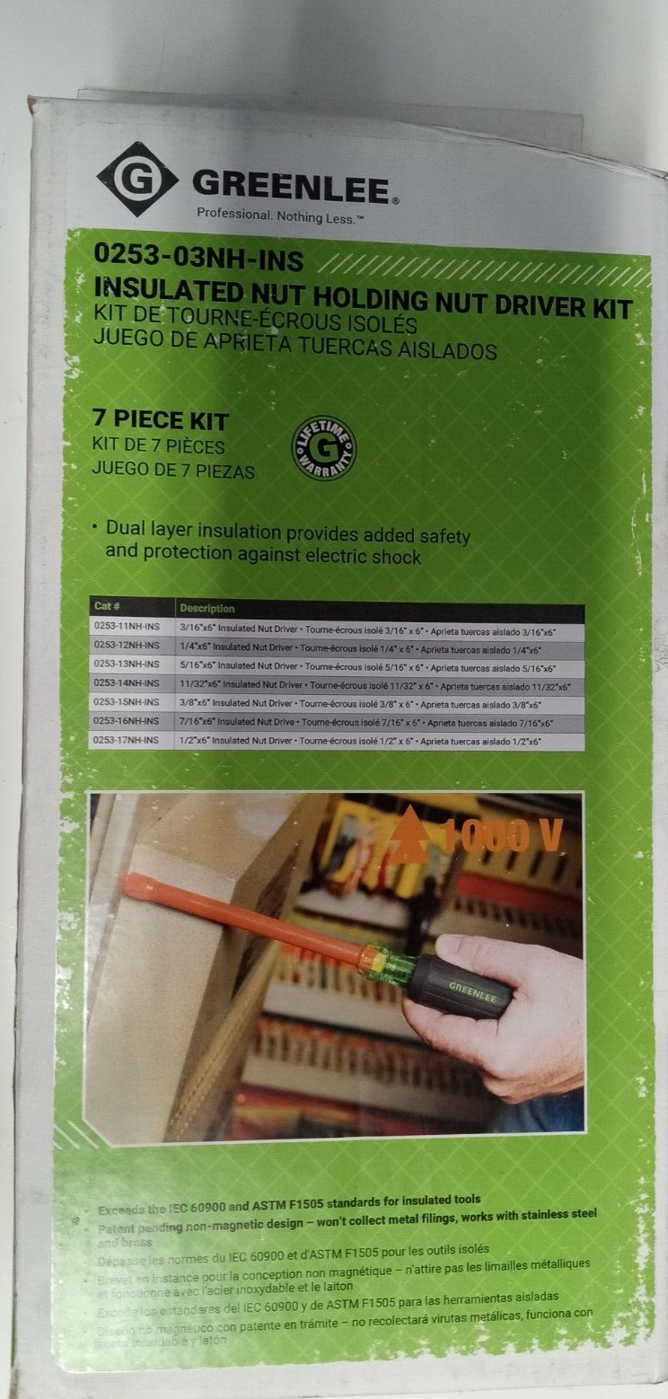 GREENLEE 0253-03NH-INS 13473 7PC NUT DRIVER INSULATED SET NH 6"