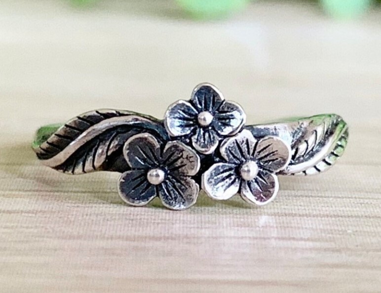Valentine's Adjustable Flower Toe Ring Gift For Women's Solid Metal 925 SS