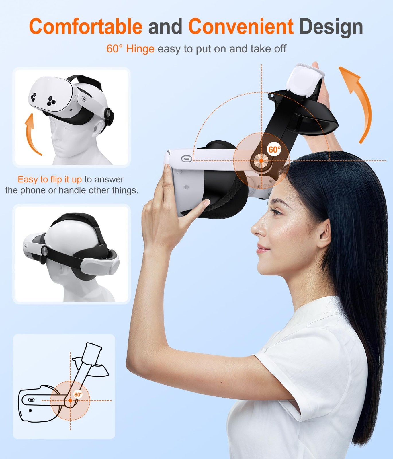 Adjustable Soft Cushion Head Strap for Meta Quest 3/2 - Lightweight VR Accessory