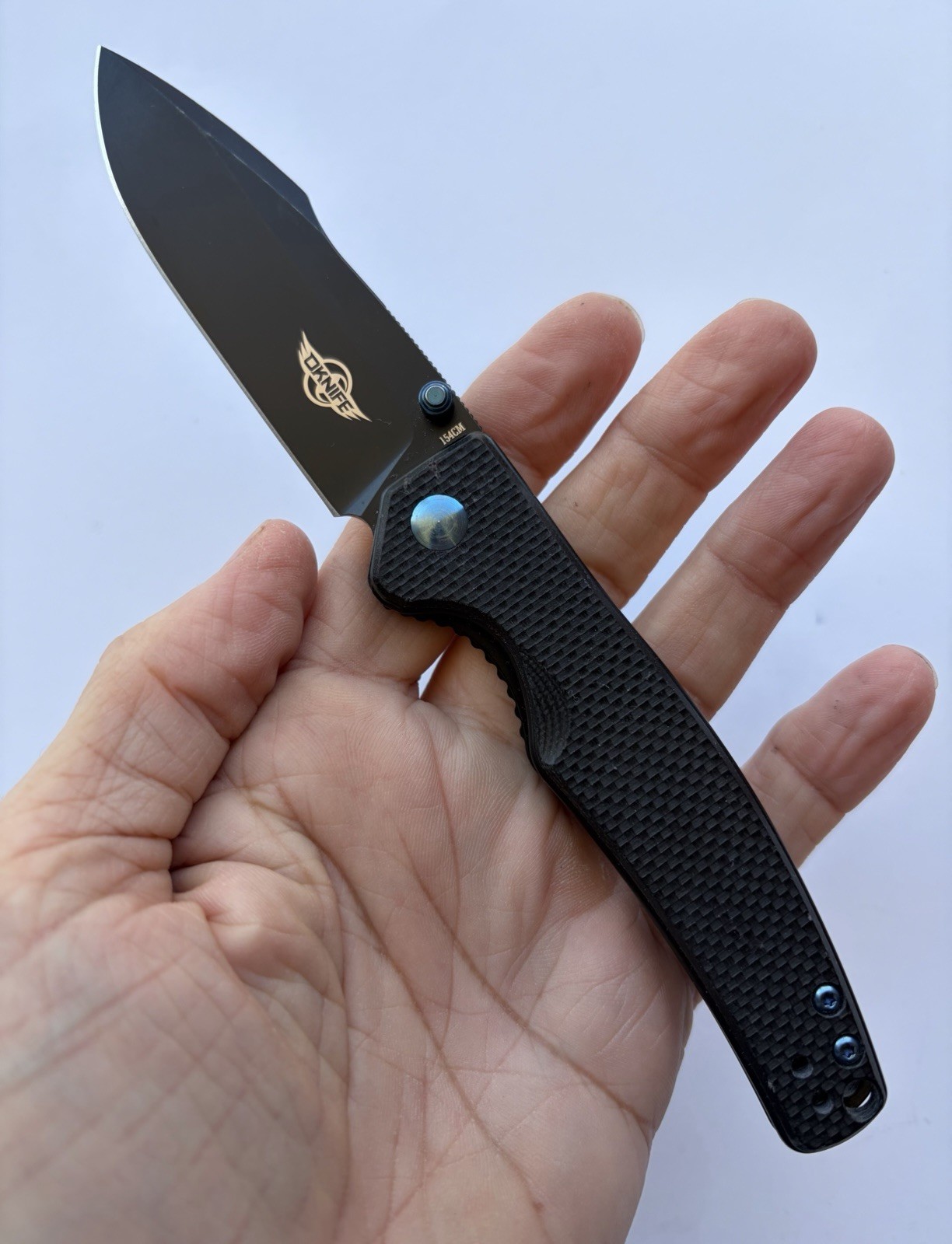 OKNIFE BEAGLE BLACK FOLDING KNIFE, 3.3" SS BLADE, G10 HANDLE, EXCELLENT!