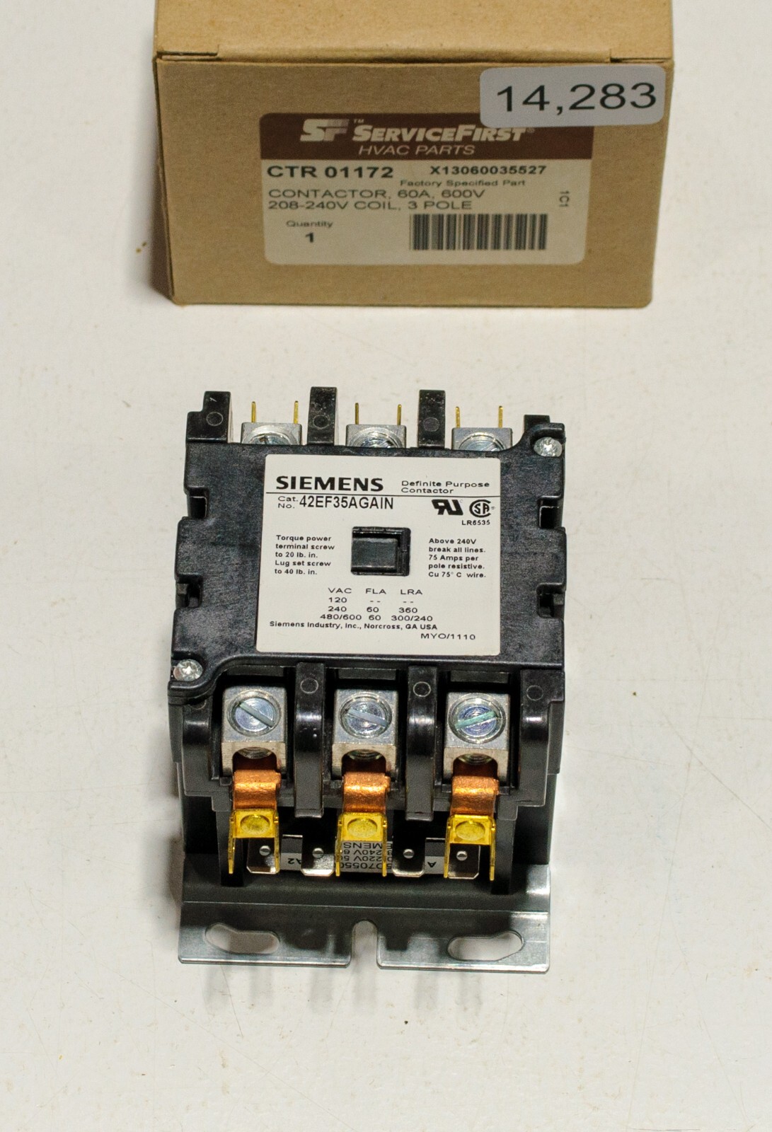 Trane Service First CTR01172 42EF35AGAIN Definite Purpose Contactor