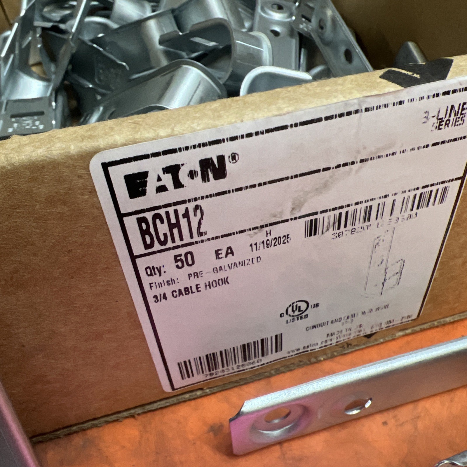 (50) 3/4” J Hook Cat12 BCH12 Eaton B-Line Data Low Voltage Cable Hooks .75" ED4U
