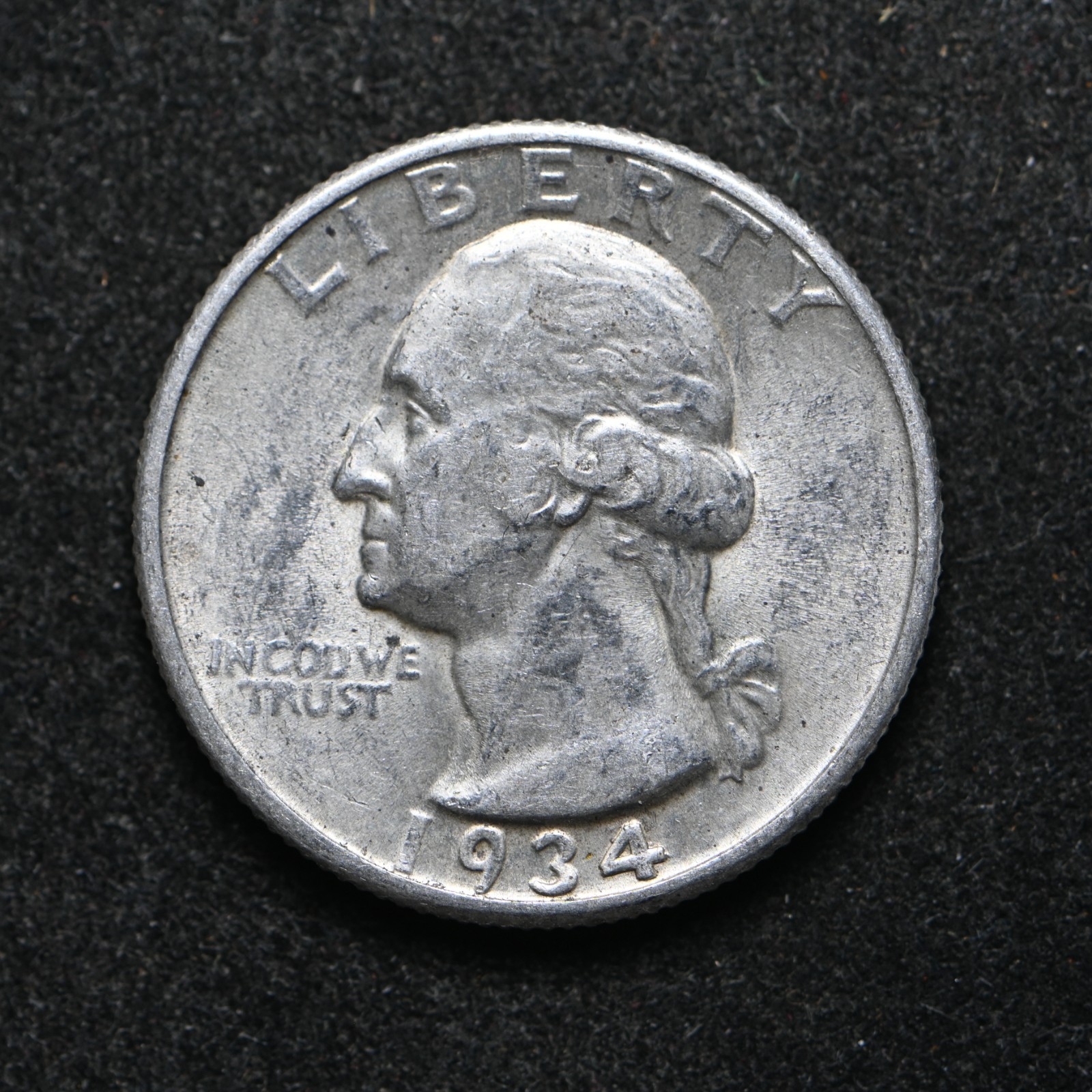 1934 Washington Silver Quarter AU+ (cn16486)