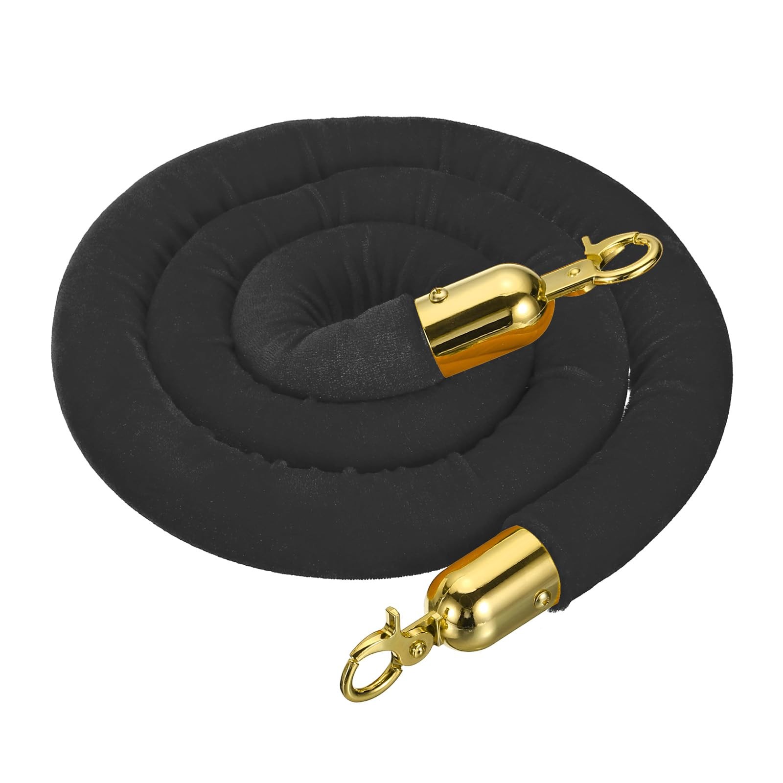 Velvet Stanchion Rope 5 Ft/1.5M Barrier Carpet Rope Snap Hooks Black Gold