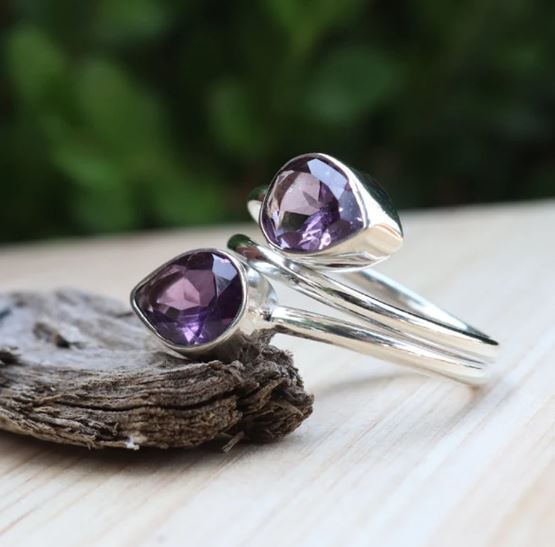 Amethyst Women Ring Solid 925 Silver Handmade Adjustable Ring All Size SR246