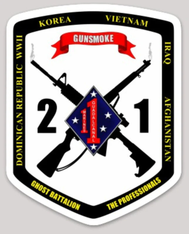 Officially Licensed USMC 2nd Bn 1st Marines Gunsmoke Sticker