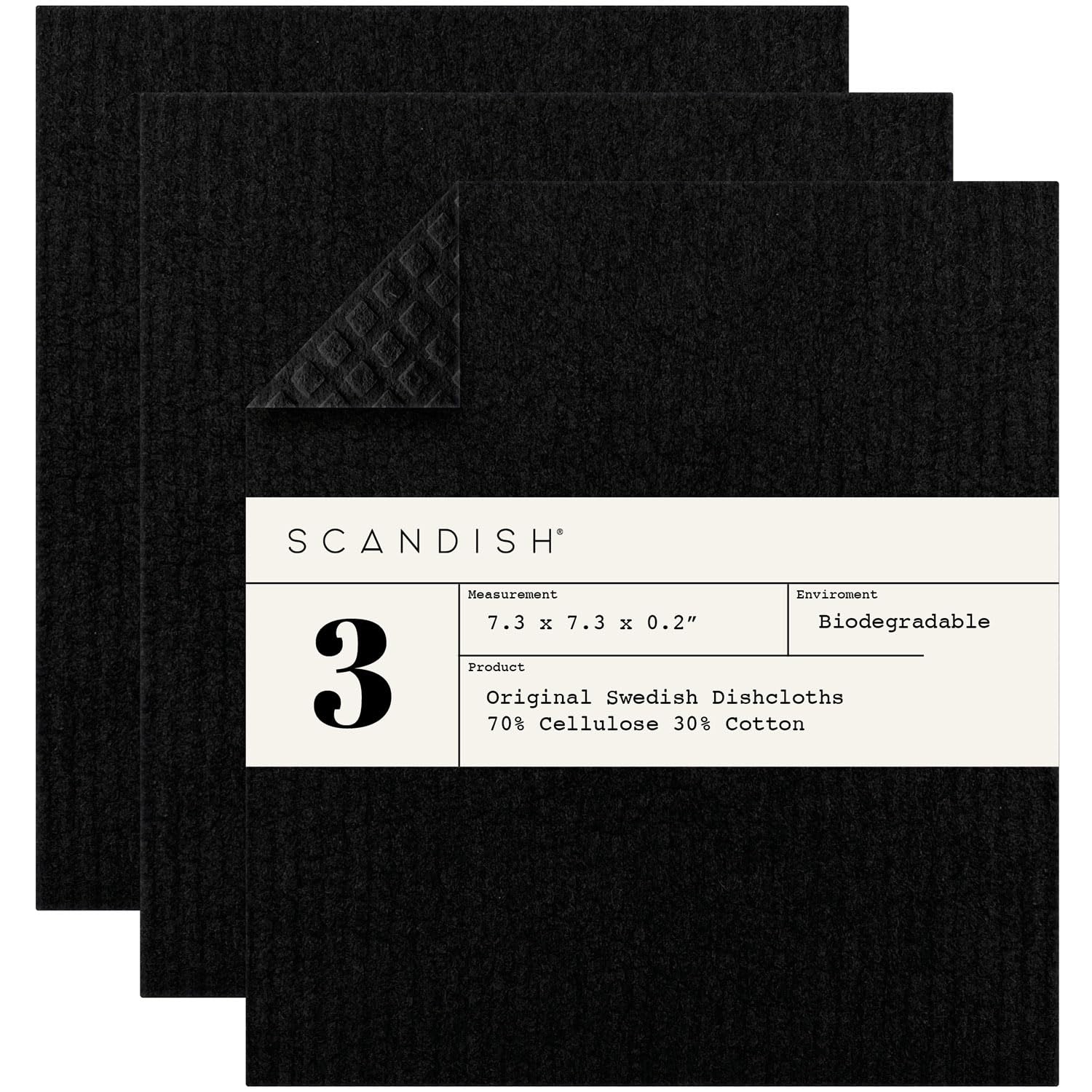 Black Swedish Dishcloths For Kitchen Set Of 3 Swedish Dish Cloths | Swedish Dish