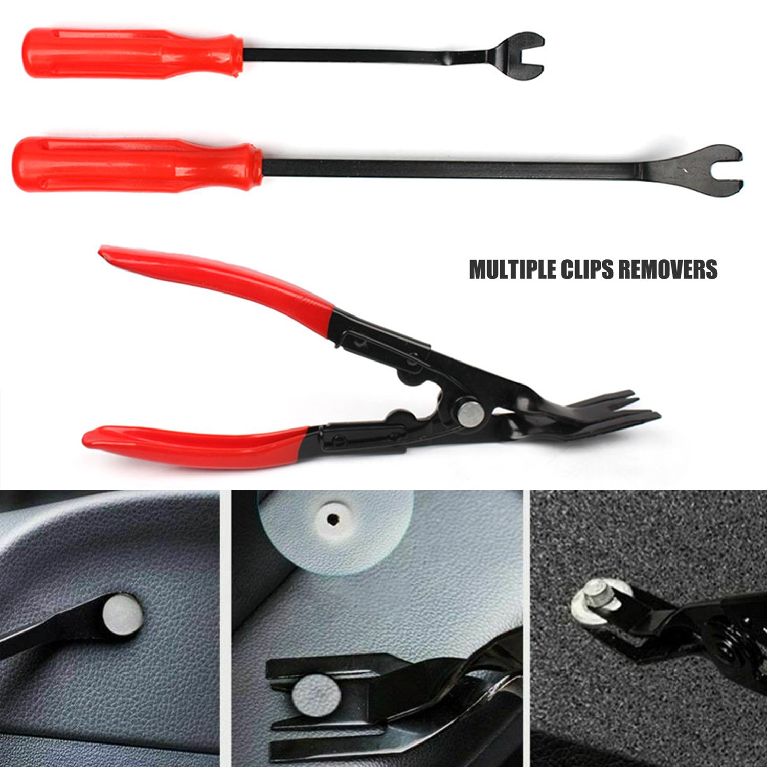 3PCS Auto Clip Pliers Set Fastener Remover Car Trim Rivet Removal Pry Tool US
