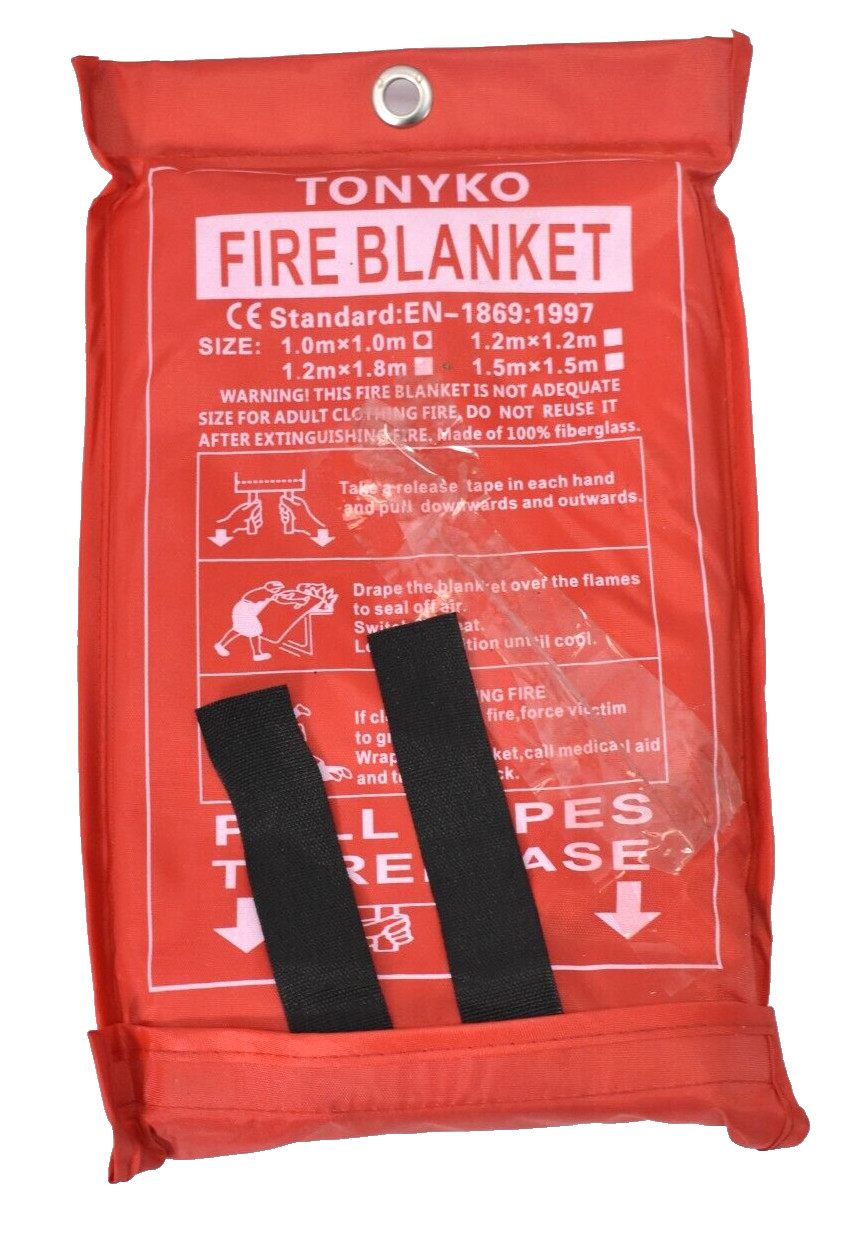 Tonyko Premium Fire Blanket 1.0m x 1.0m 1869:1997 Home Office Emergency