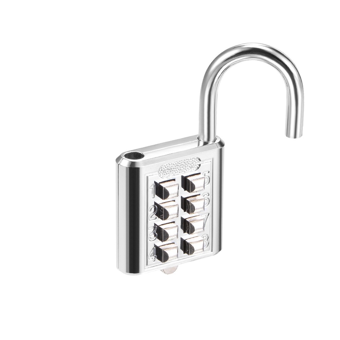 8-Digit Combination Padlock Push Button Lock for Locker Cabinet Silver Tone