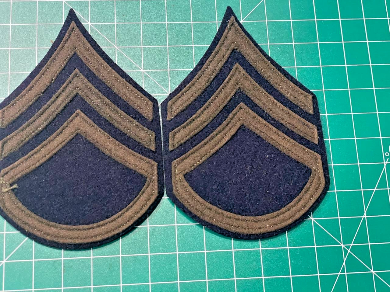 WW2 US Army Staff Sergeant  Chevron Rank Pair Wool on Wool Nice
