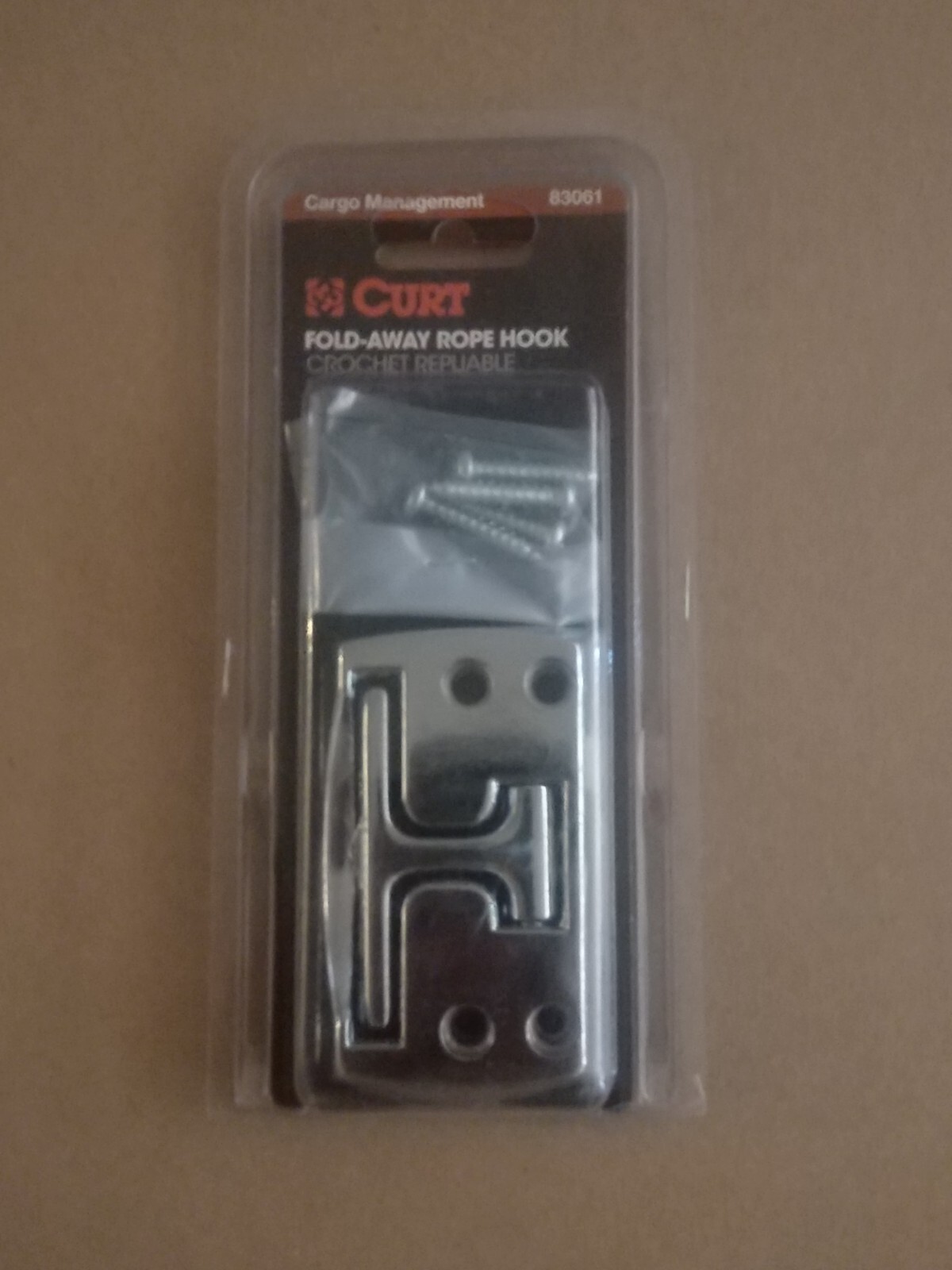 CURT 83061 Chrome Hide-A-Tie Fold Away Rope Hook