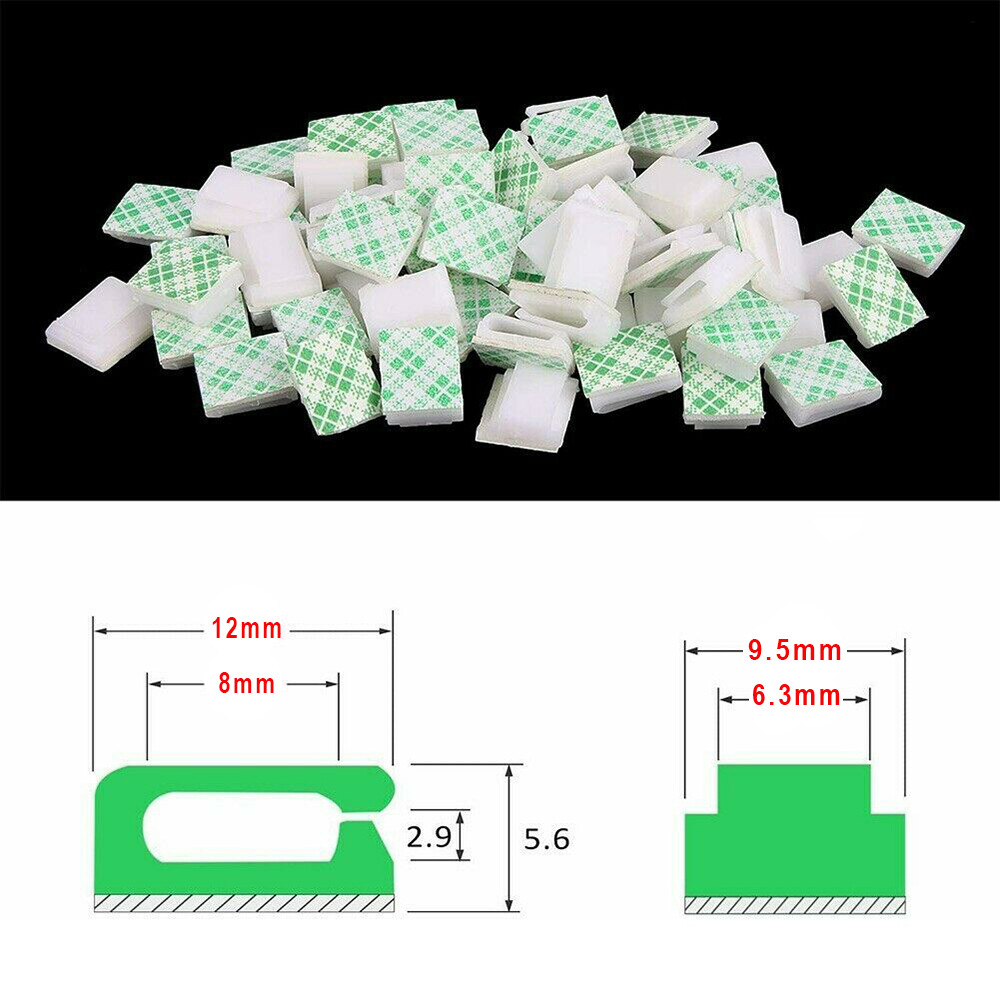 100x Light Strip Mounting Clips Led Light Fasteners Mounting Holder Cable Clamp