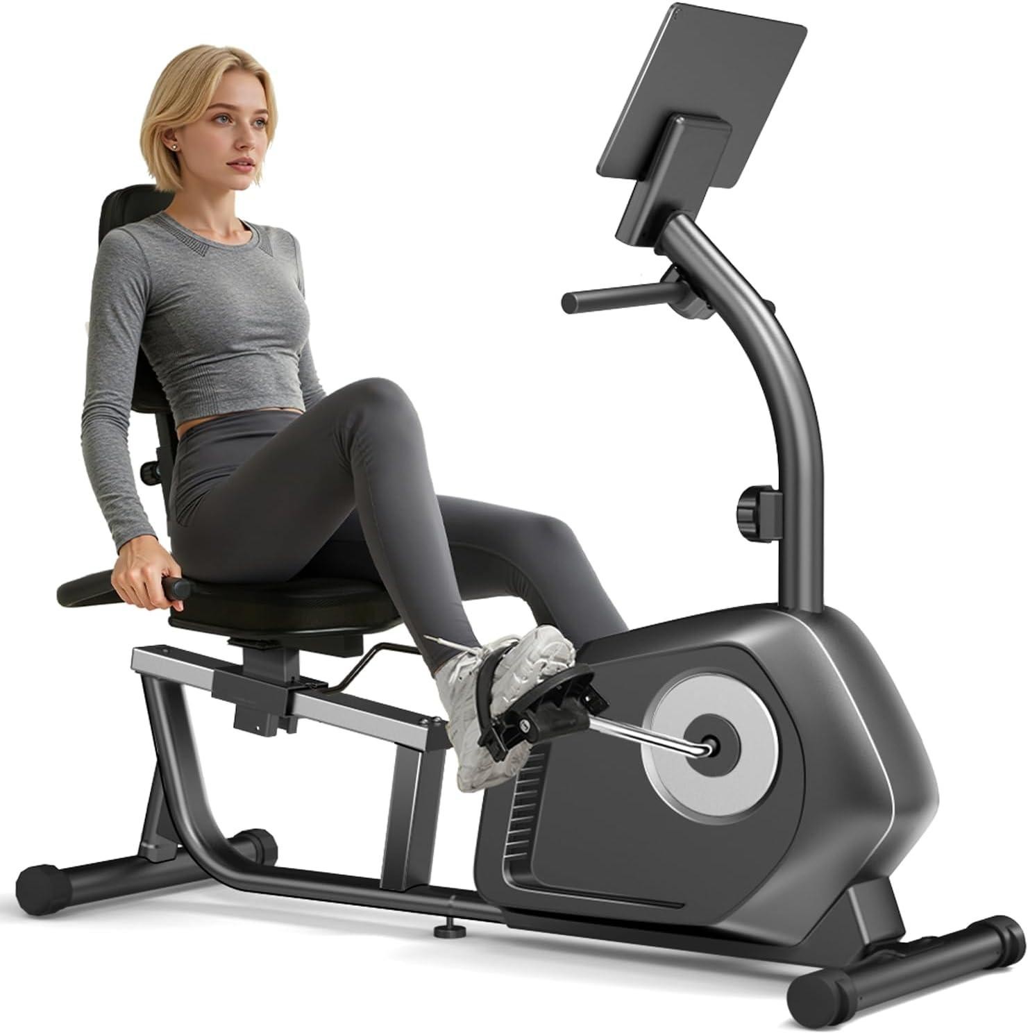 Recumbent Exercise Bike, Magnetic Staionary Bikes for Home with 16-level