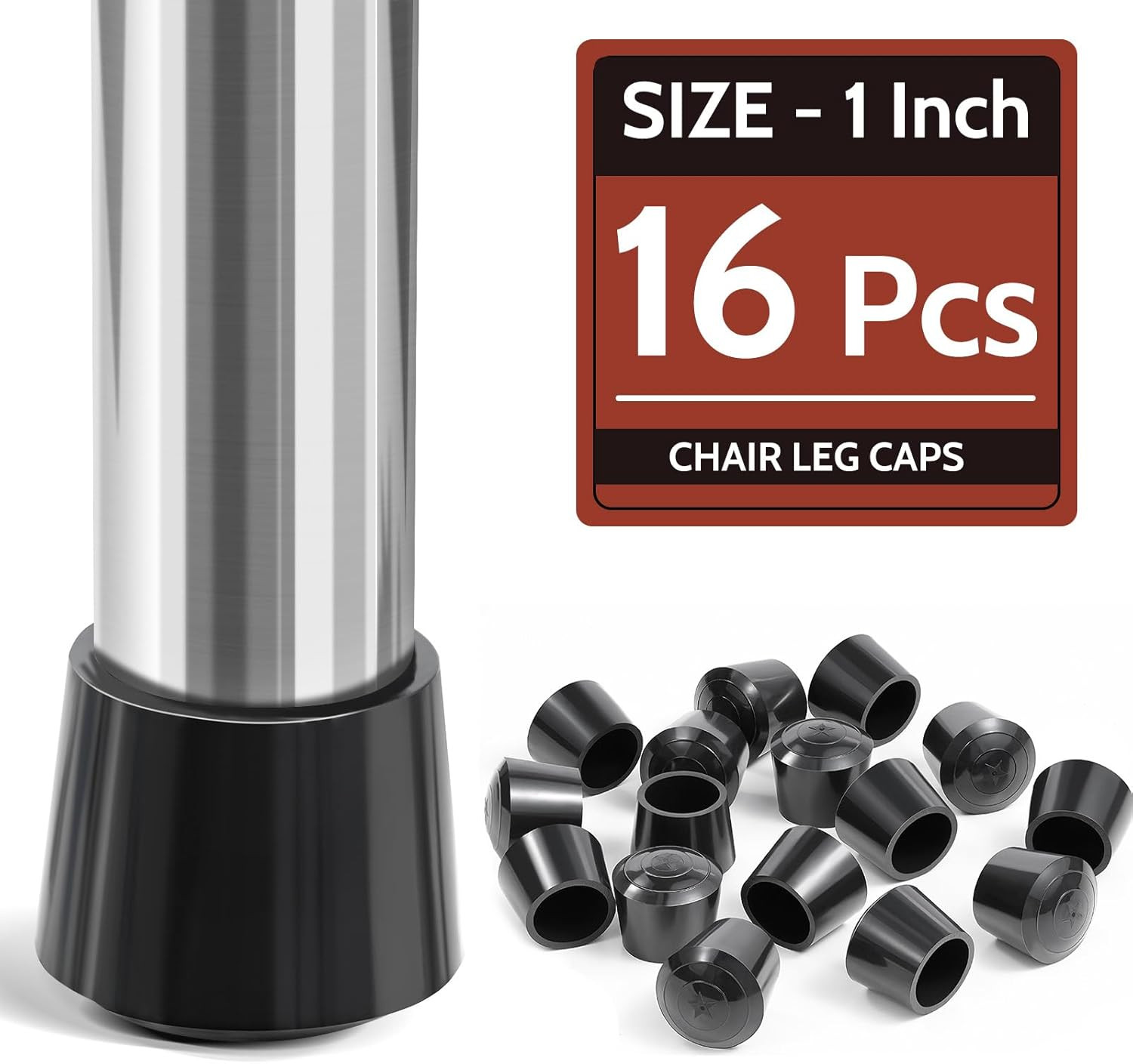 Chair Leg Caps,  1 Inch Rubber Chair Leg Floor Protectors, Thickened Non-Slip In
