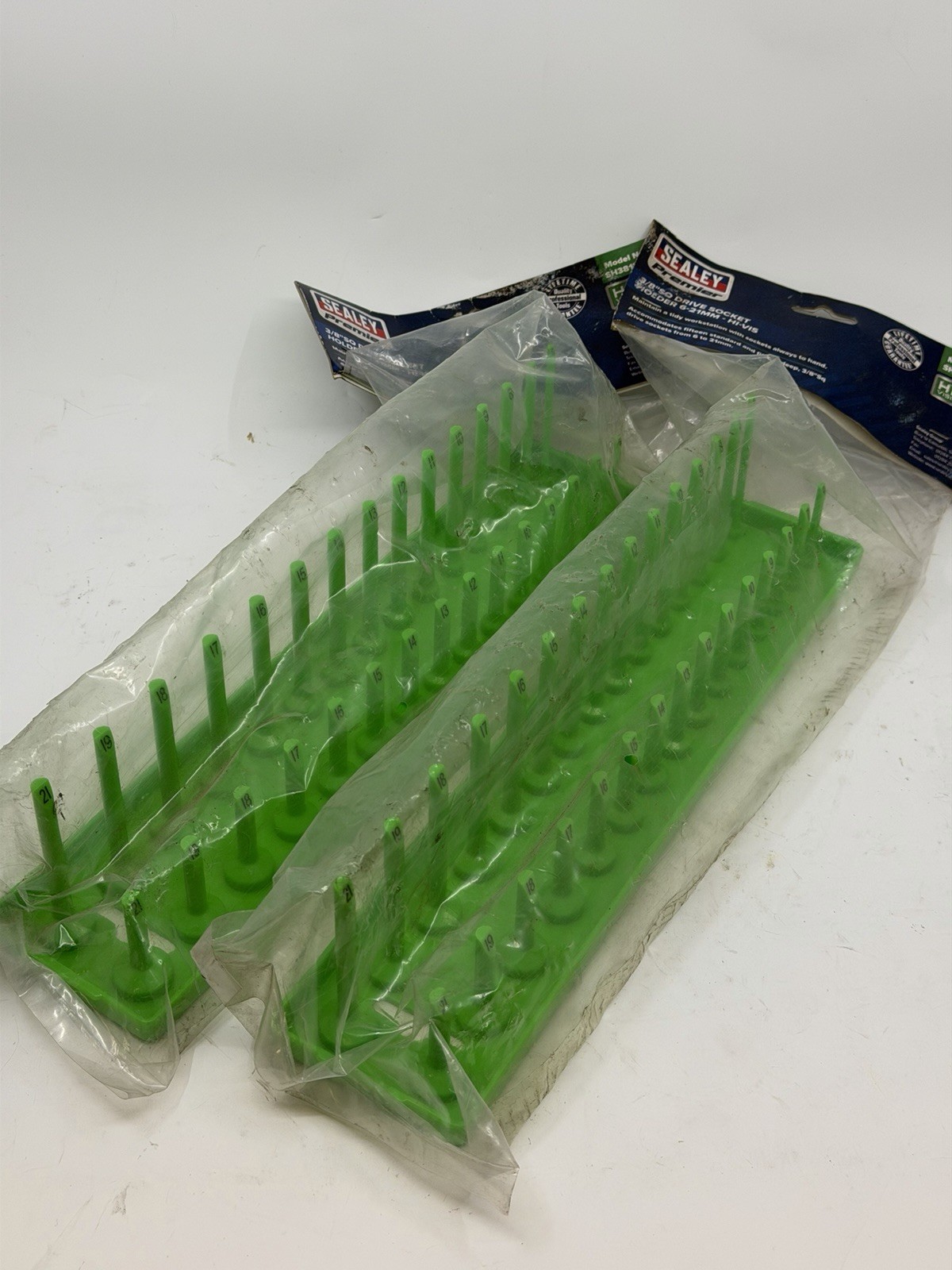 Sealey Socket Holder 3/8"Sq Drive 6-21mm Hi-Vis Green - SH3815HV x 2