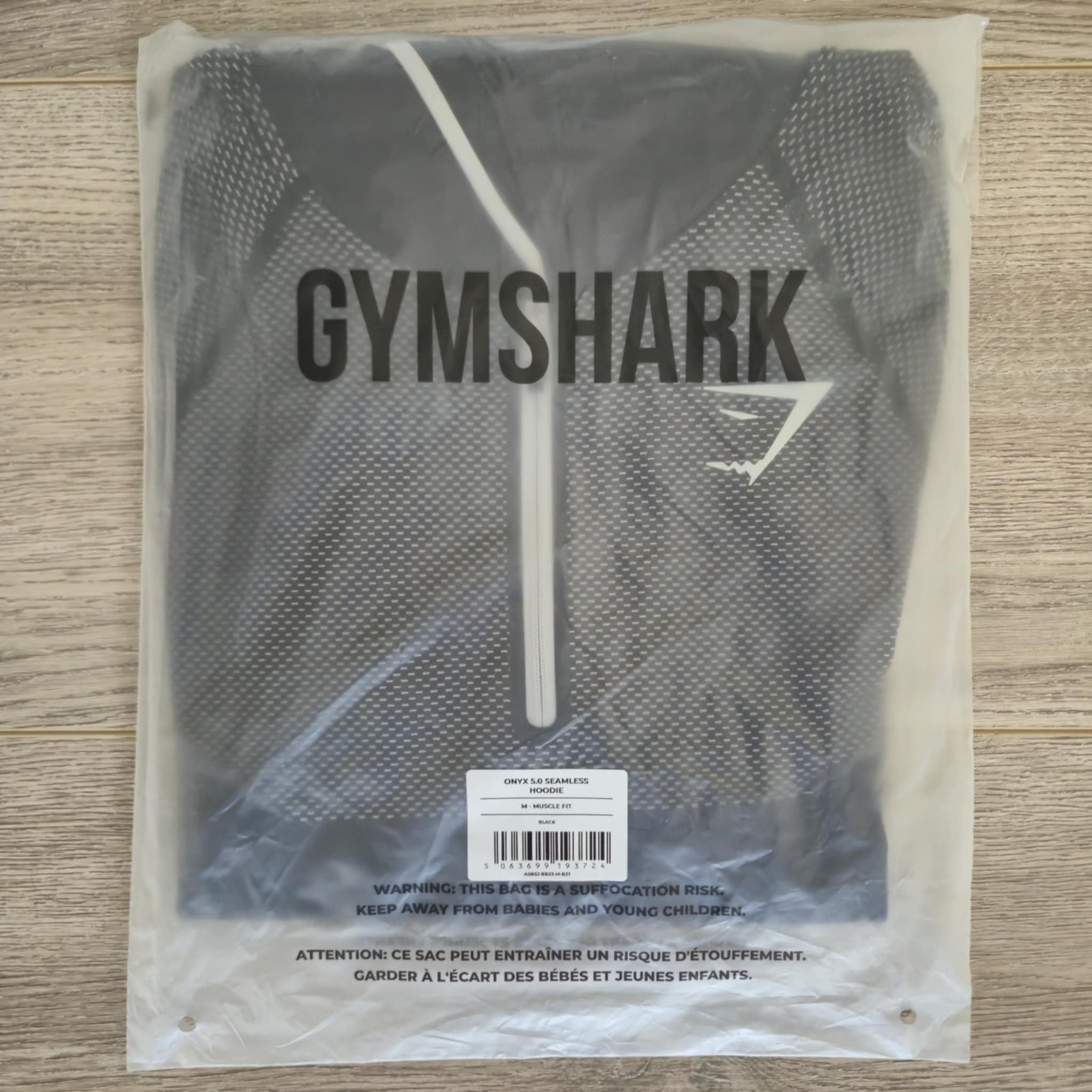 Gymshark Onyx 5.0 Seamless Hoodie Black/Light Grey Medium Large IN HAND✅✅