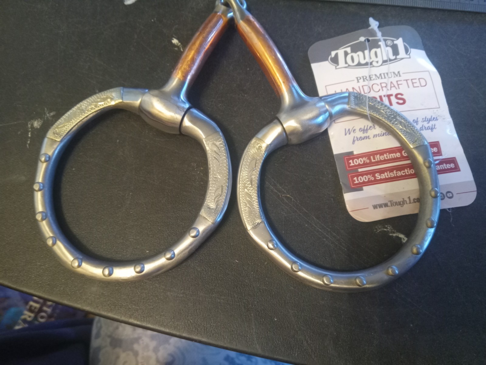 New eggbutt snaffle bit 5 in copper mouth silver dots