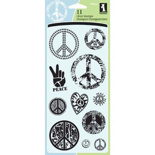 Inkadinkado Clear Stamps PEACE SIGNS 99566 RETRO 60'S