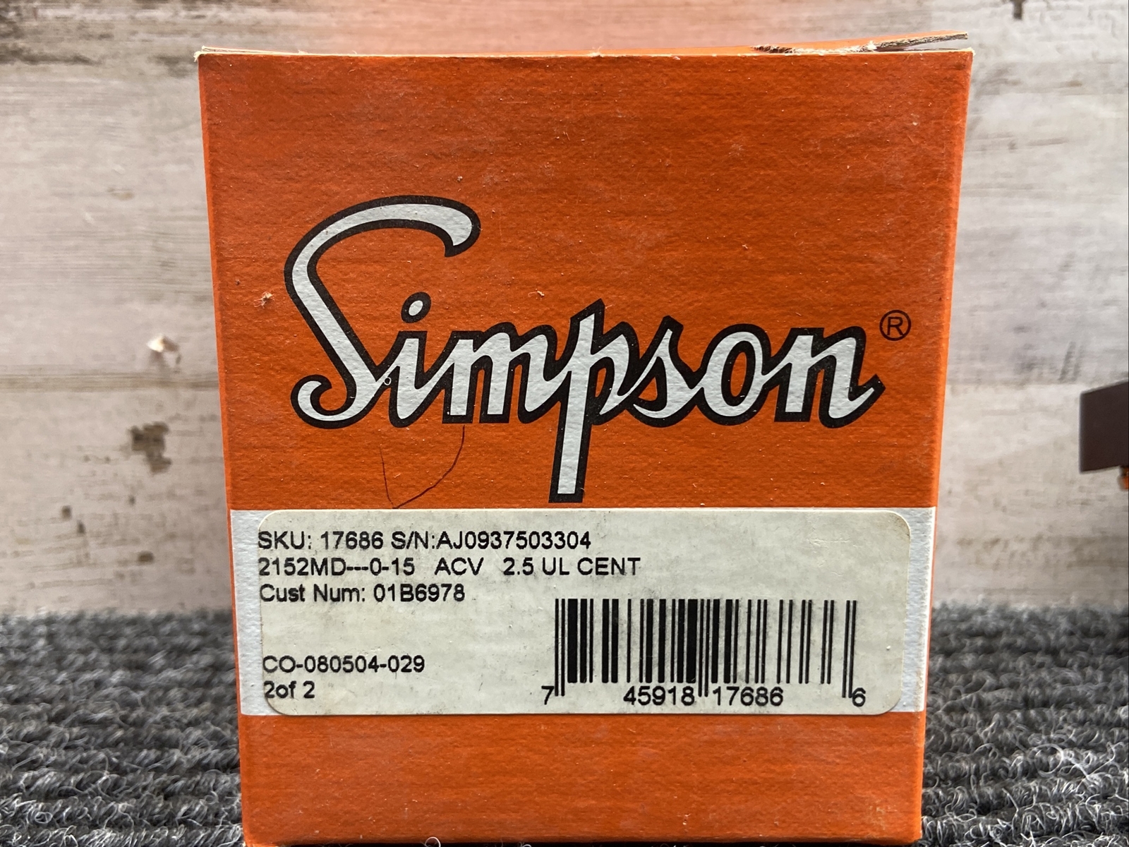 New Open Box SIMPSON 17686 Meter 0-15 ACV