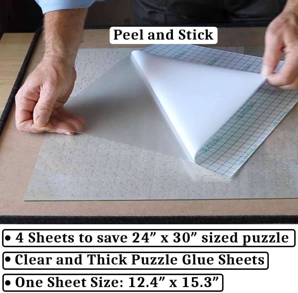 Extra Large Clear Glue Sheets for Puzzle Framing – 20 Thick Adhesive Sheets