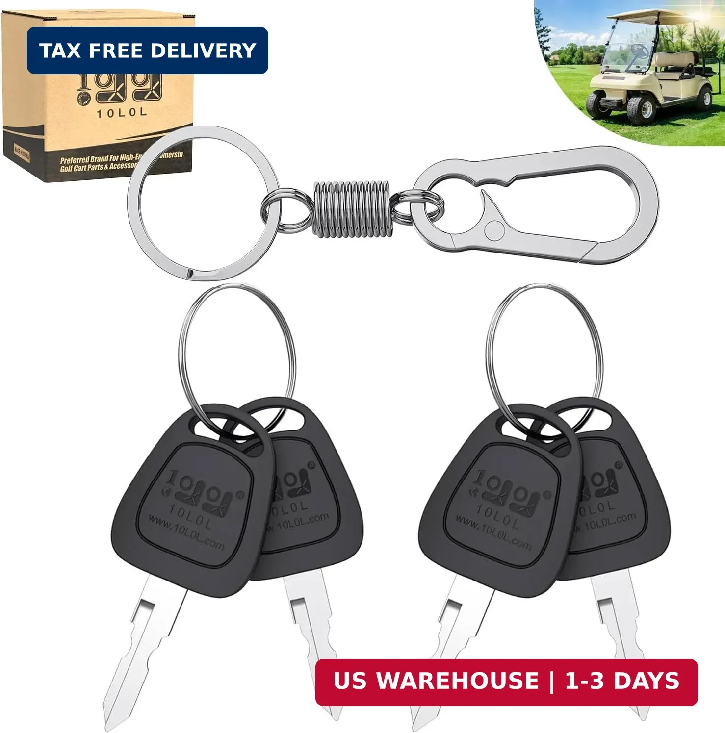 10L0L 4 Pack Golf Cart Keys for Club Car DS 1982-up, Club Car Precedent 2004-up,