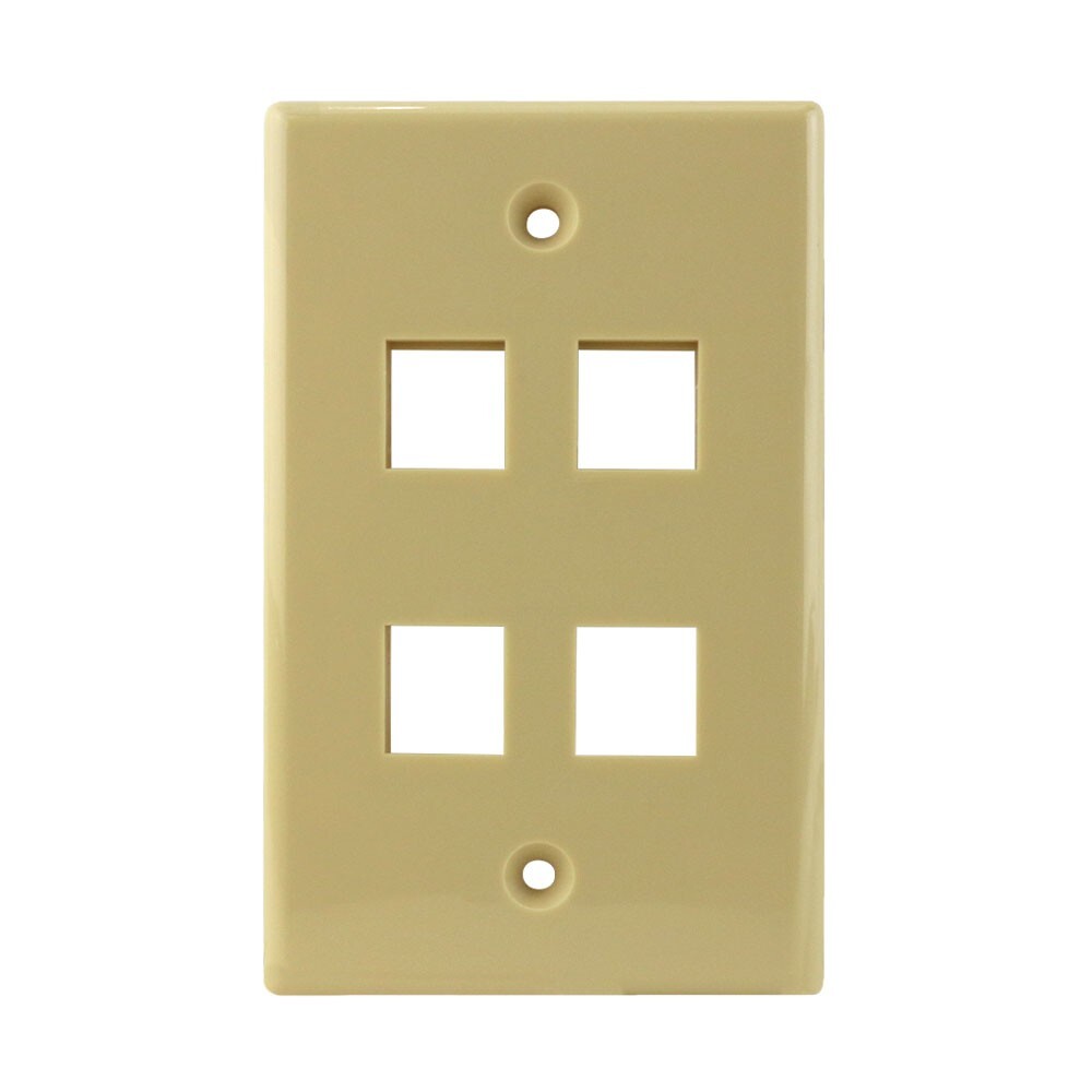Construct Pro™ Single-Gang 4-Port Keystone Wall Plate (Ivory)
