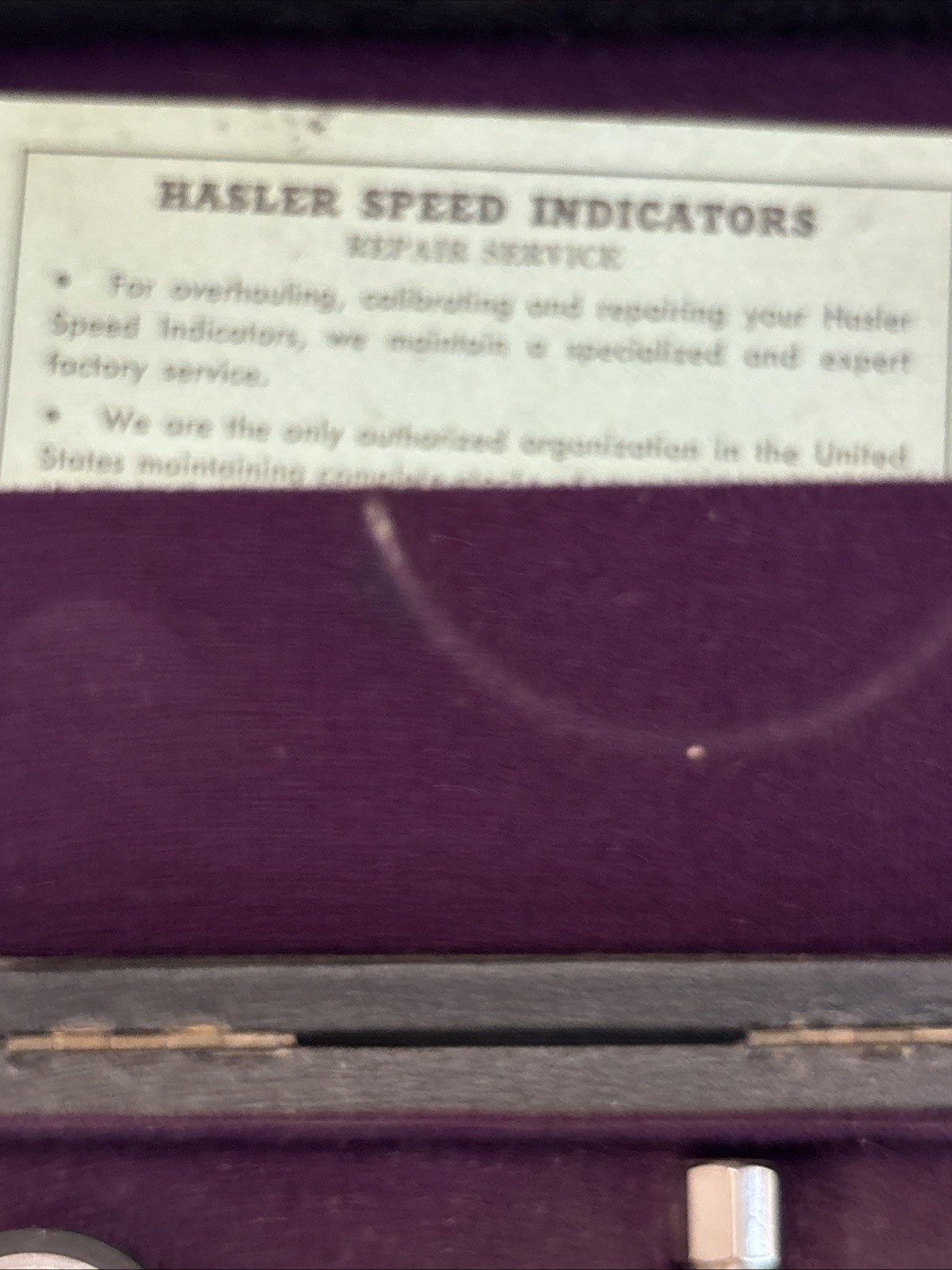 Hasler Speed Indicator Hand Held Case w/ tachometer Excellent Condition