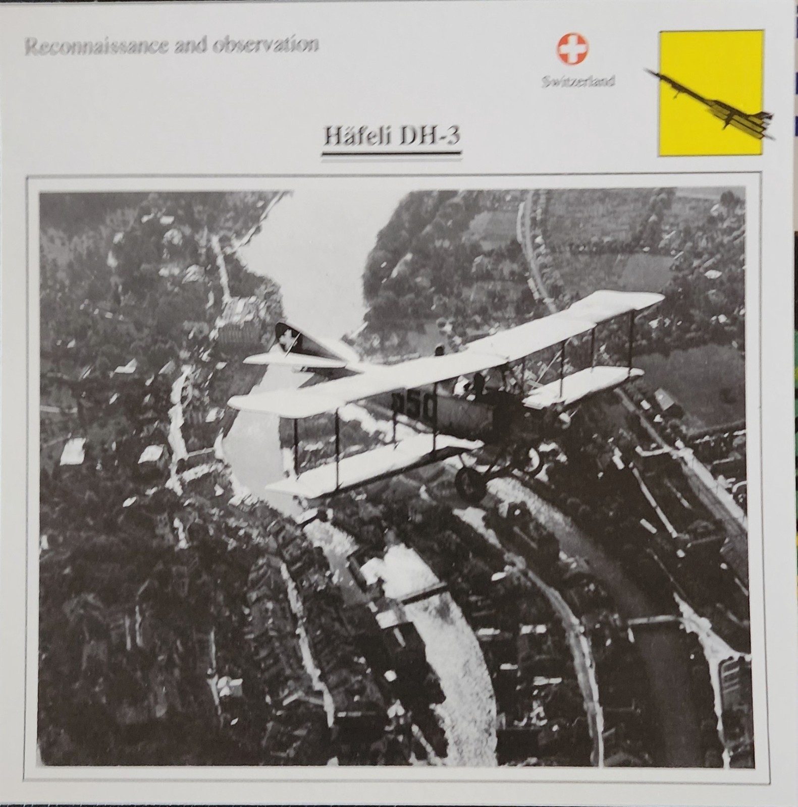 Hafeli DH 3 Plane Picture Original Aircraft Vintage Detail Info Collector Card