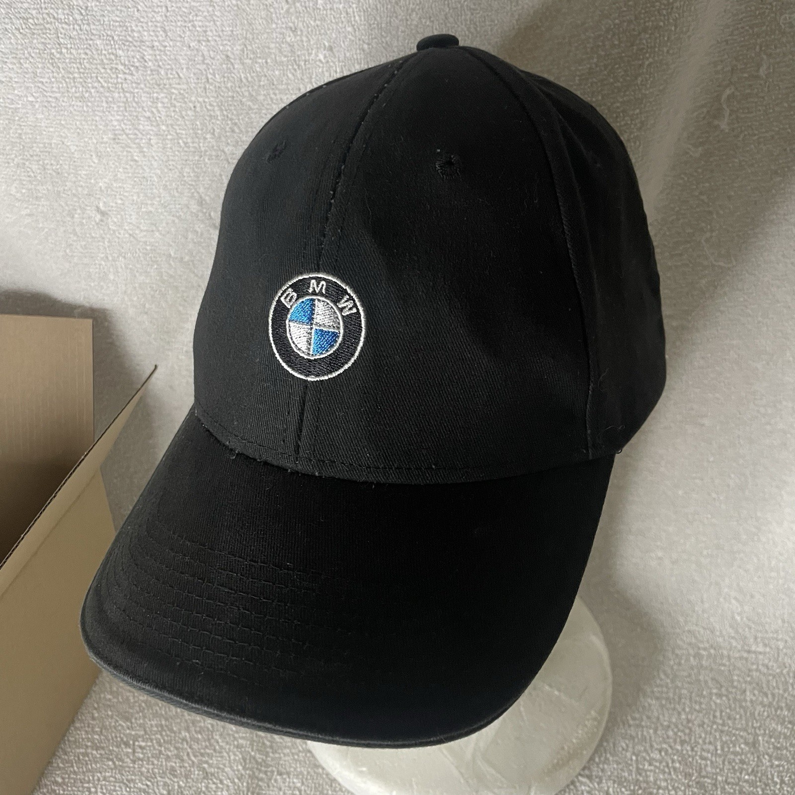 BMW Lifestyle Cap Embroidered Logo Hook & Loop Adjustable Black Hat Sports Car