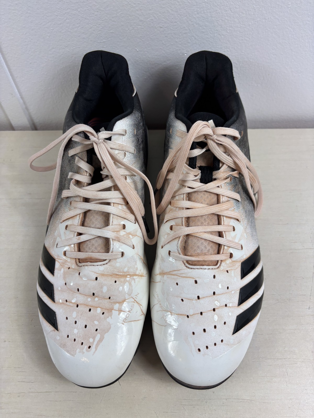 Adidas Ironskin Soccer Cleats Shoes Mens 9.5 Black White Firm Ground Football
