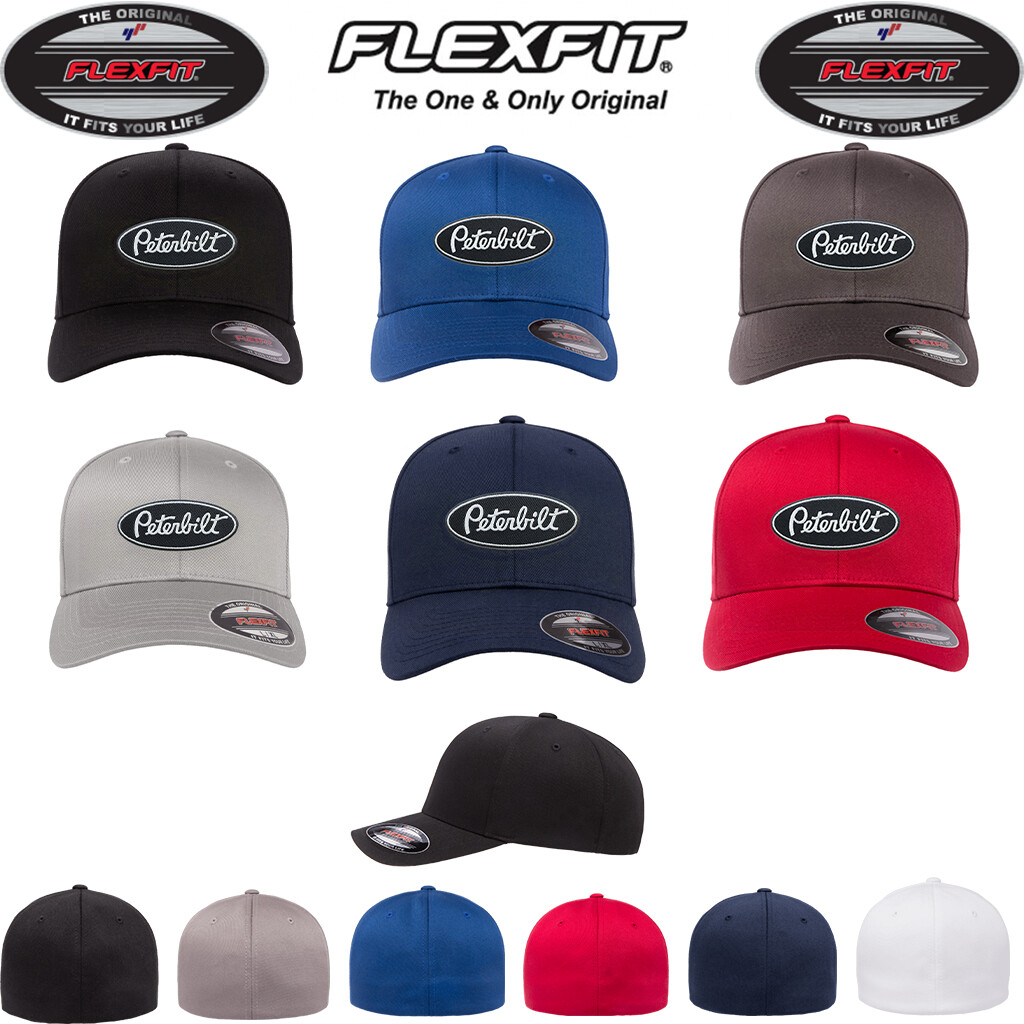 PETERBILT TRUCK  BLACK Embroidered Patch CURVED or FLAT BILL FLEXFIT HAT