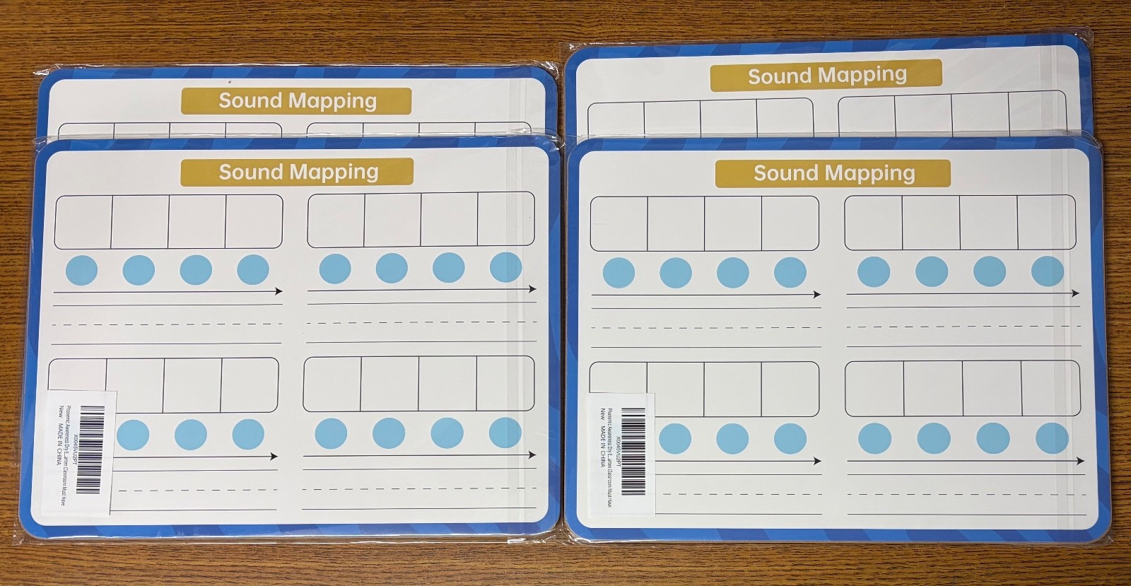 4 Pack Phonemic Awareness Dry Erase Boards, Double-Sided Syllable Letter Sounds