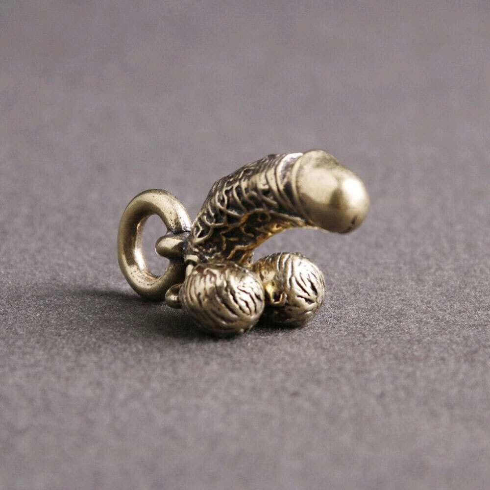 Creative Mini Brass Male Penis Pendant Car KeyChain Funny Simulation Chick Ring