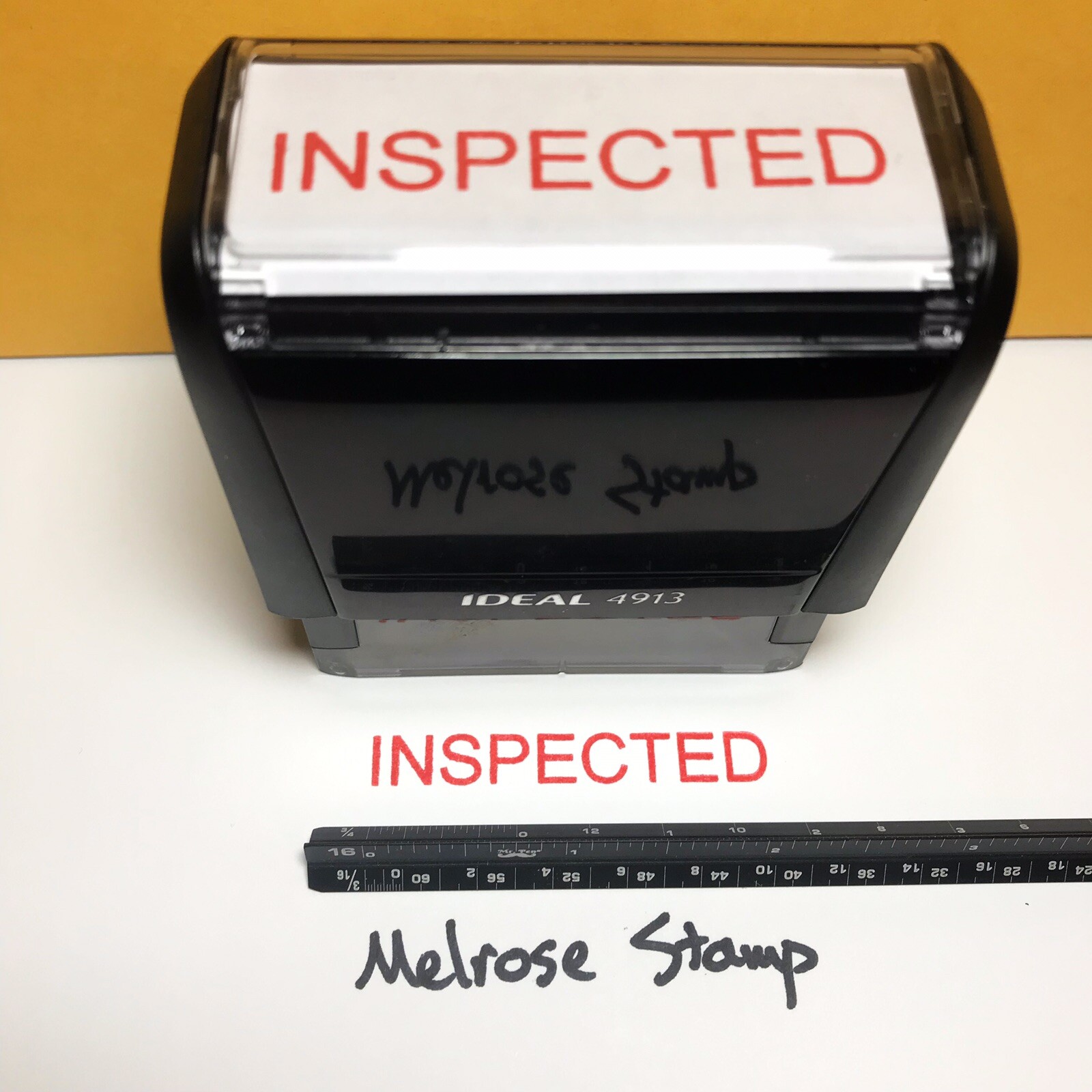 Inspected Rubber Stamp Red Ink Self Inking Ideal 4913