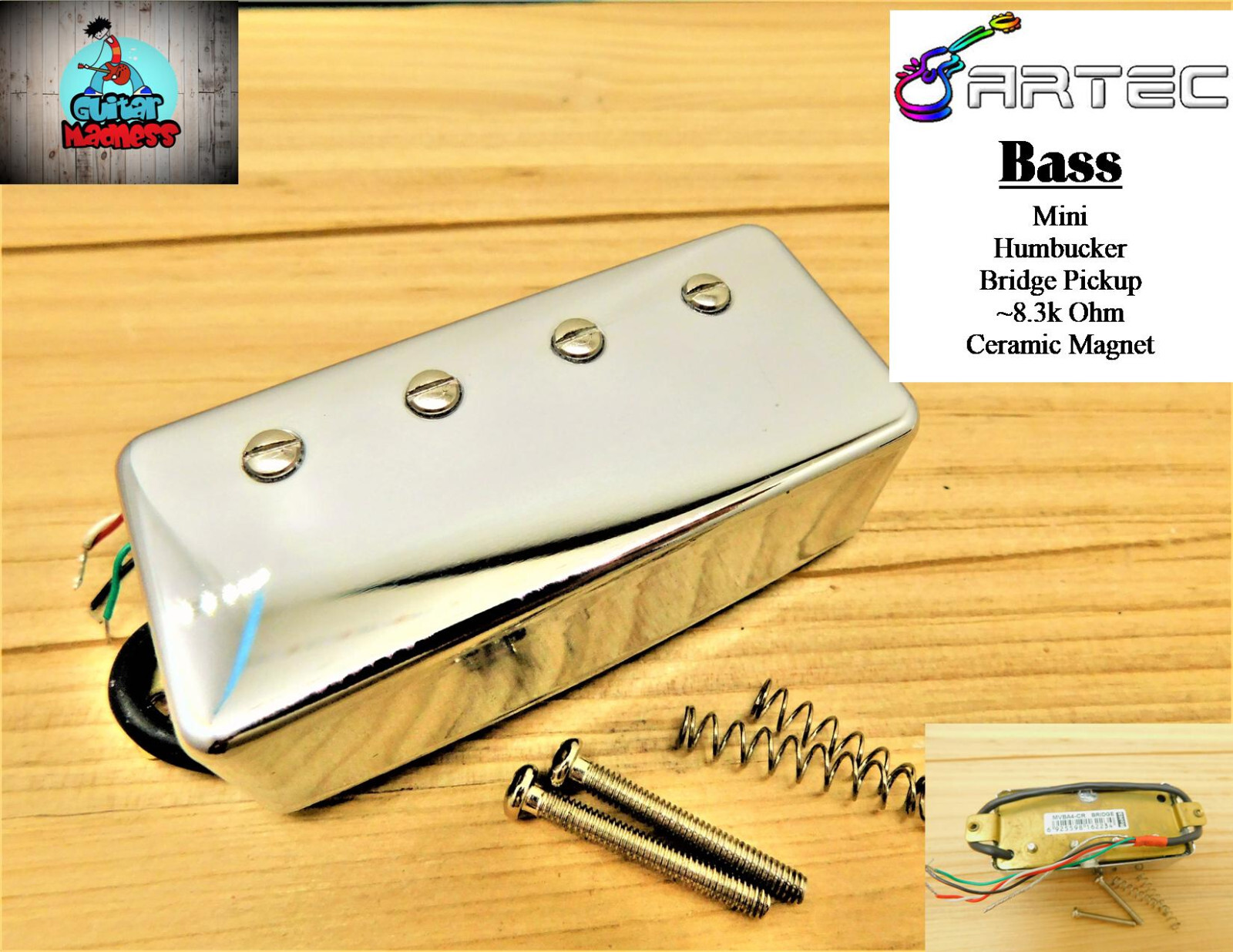 Artec 4-String Bass Humbucker BRIDGE Pickup for Gibson, Epiphone - CHROME