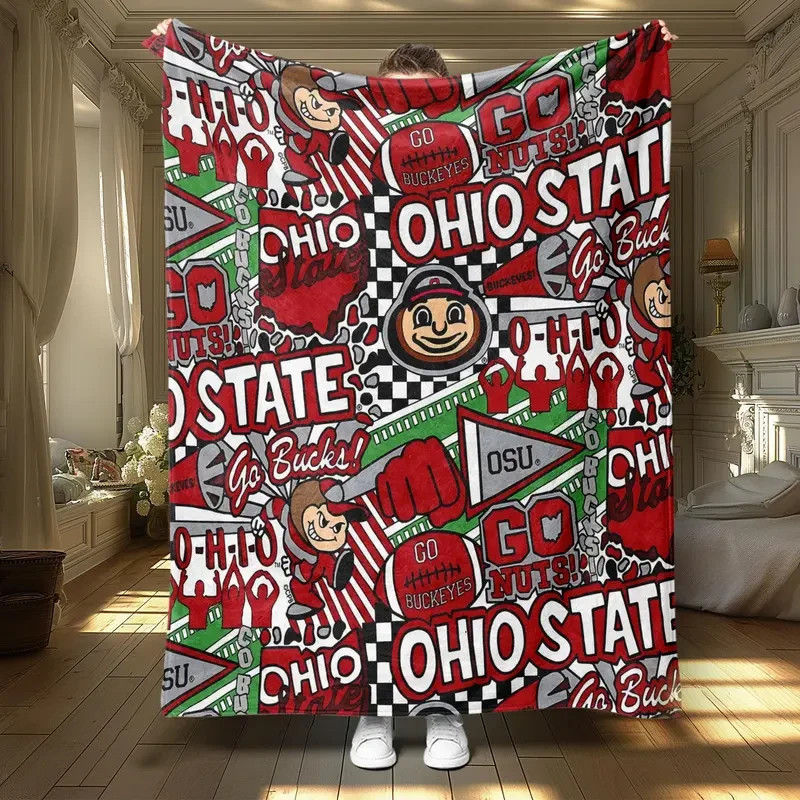 College Football Style Flannel Blanket Warm Cozy Sports Fan Throw