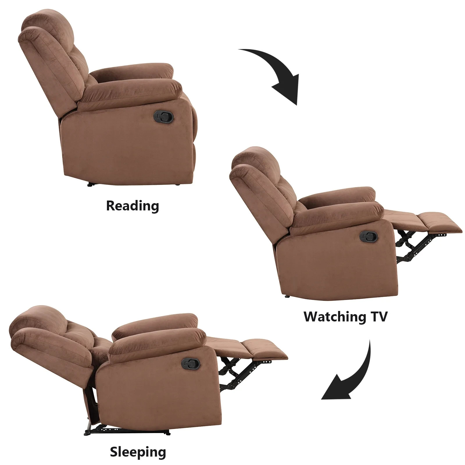 EBELLO Modern Comfort Reclining Chair Breathable Fabric Manual Recliner Chair