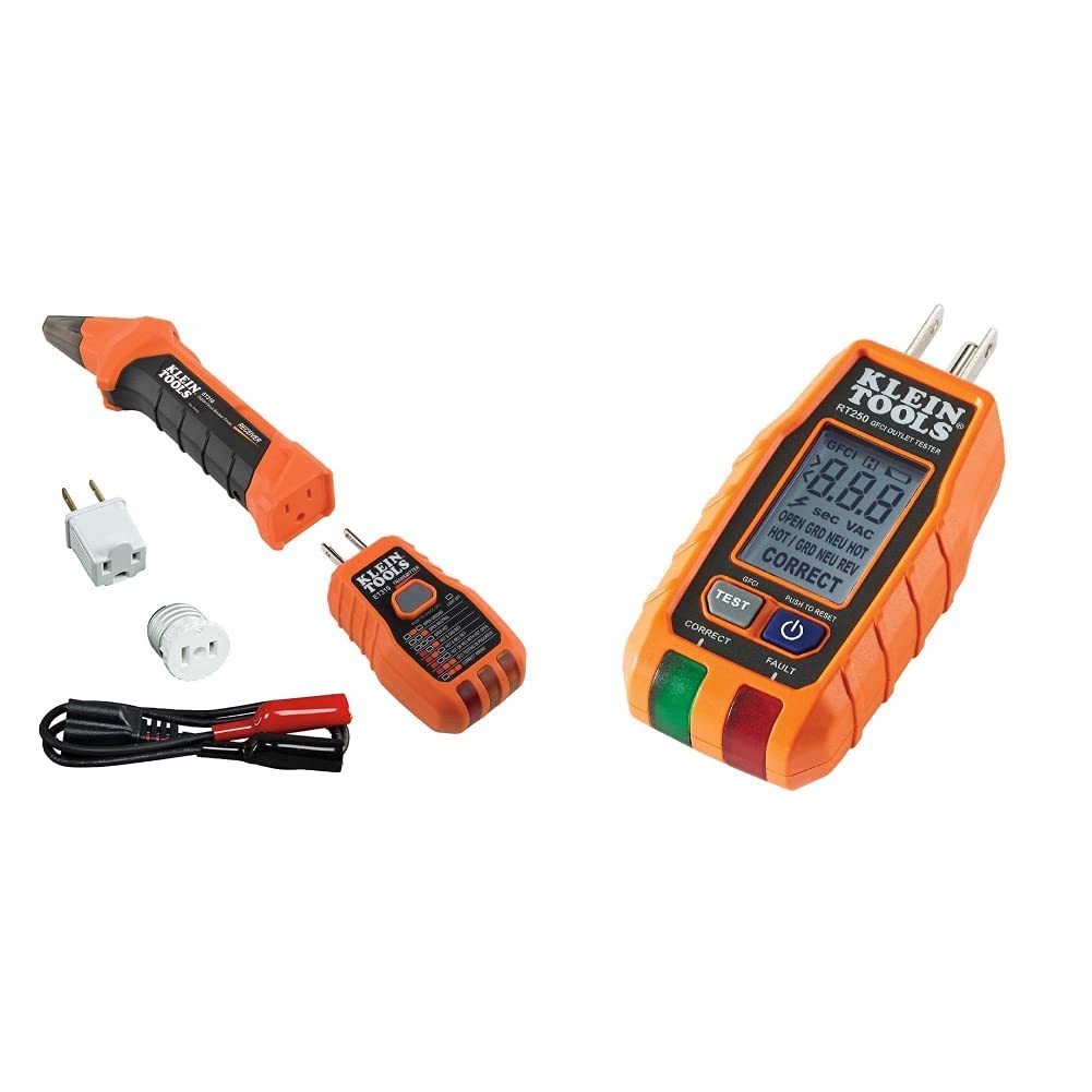 Klein Tools Circuit Breaker Finder Tool Kit with GFCI Outlet Tester Clear