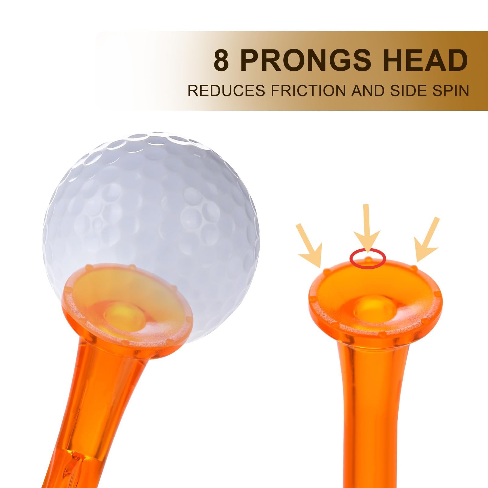 Golf Tees 3-1/4’’ 50 Count Plastic Golf Tees Reduced Friction & Side
