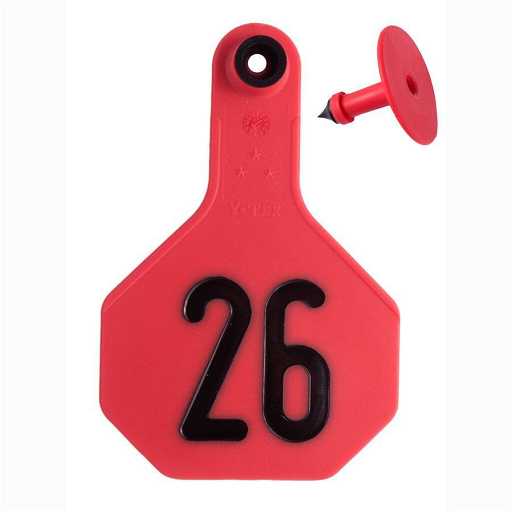 YTex 3 Star Medium Red Cattle ID Ear Tags Numbered 151-175