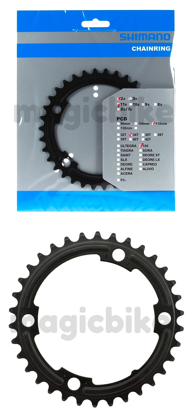 Shimano 105 FC-5800 110mm BCD 4 Arm Chainrings 34T NIB