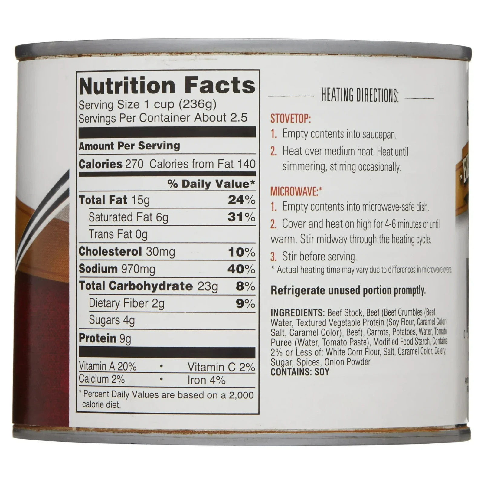 (4 pack) Castleberry's Chunky Beef Stew, 20 oz Can