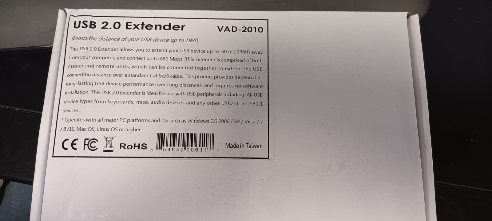 VAD-2010 USB 2.0 Extender – USB 2.0 Extender Kit – New in Box (Box Has Writing)