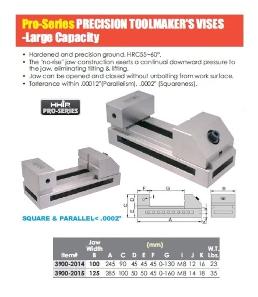 Hhip 3900-2014 4 Ultra Precision Toolmakers Vise 100Mm Jaw Width