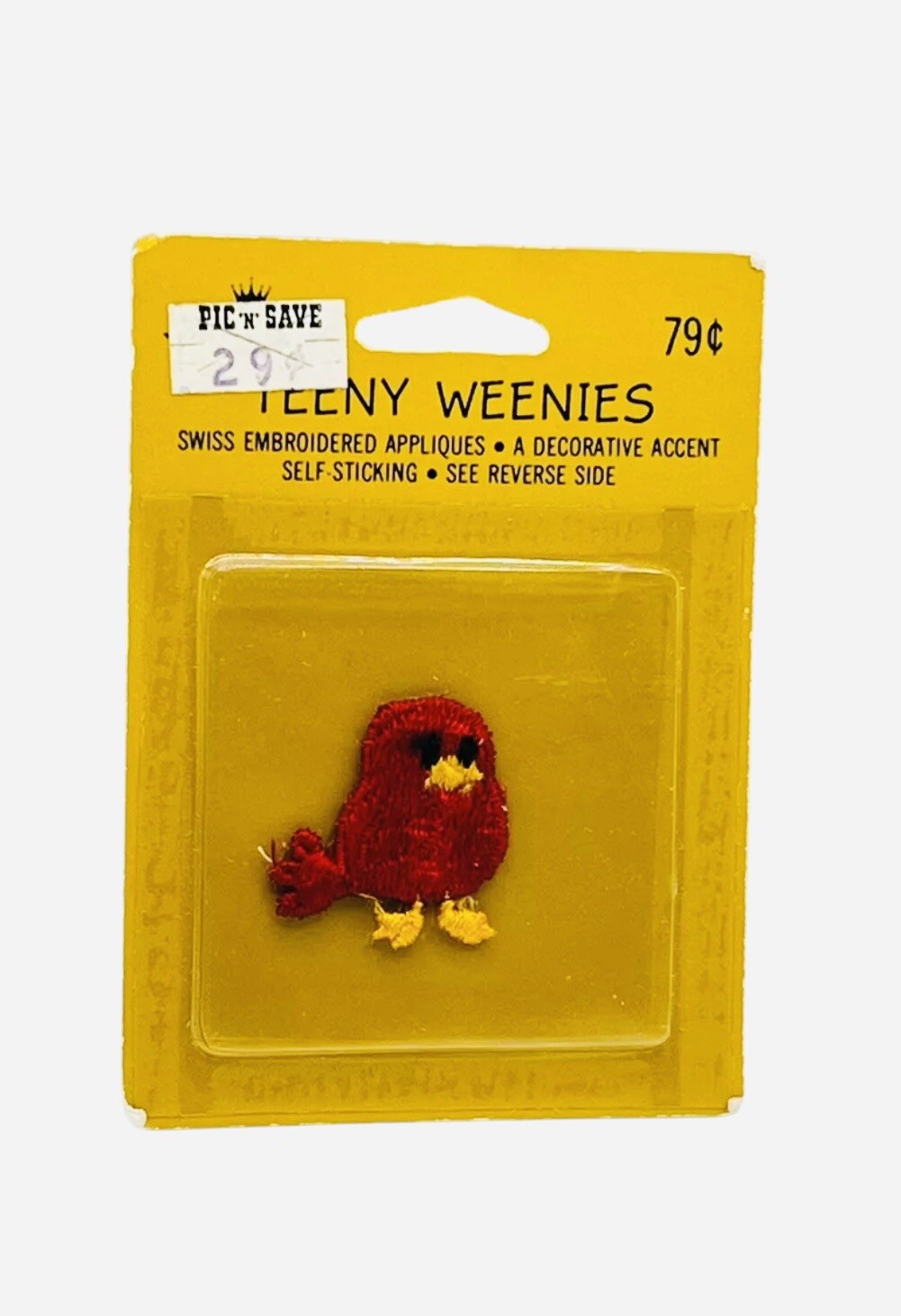 Vintage Teeny Weenies Hallmark Red Bird Patch Applique 70s NOS Pic N Save USA